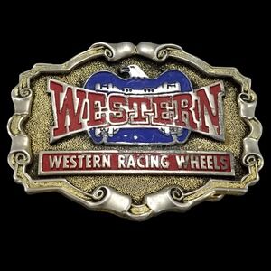 Vintage Western Racing‎ Wheels Belt Buckle Retro Car Racing Collectible Gift